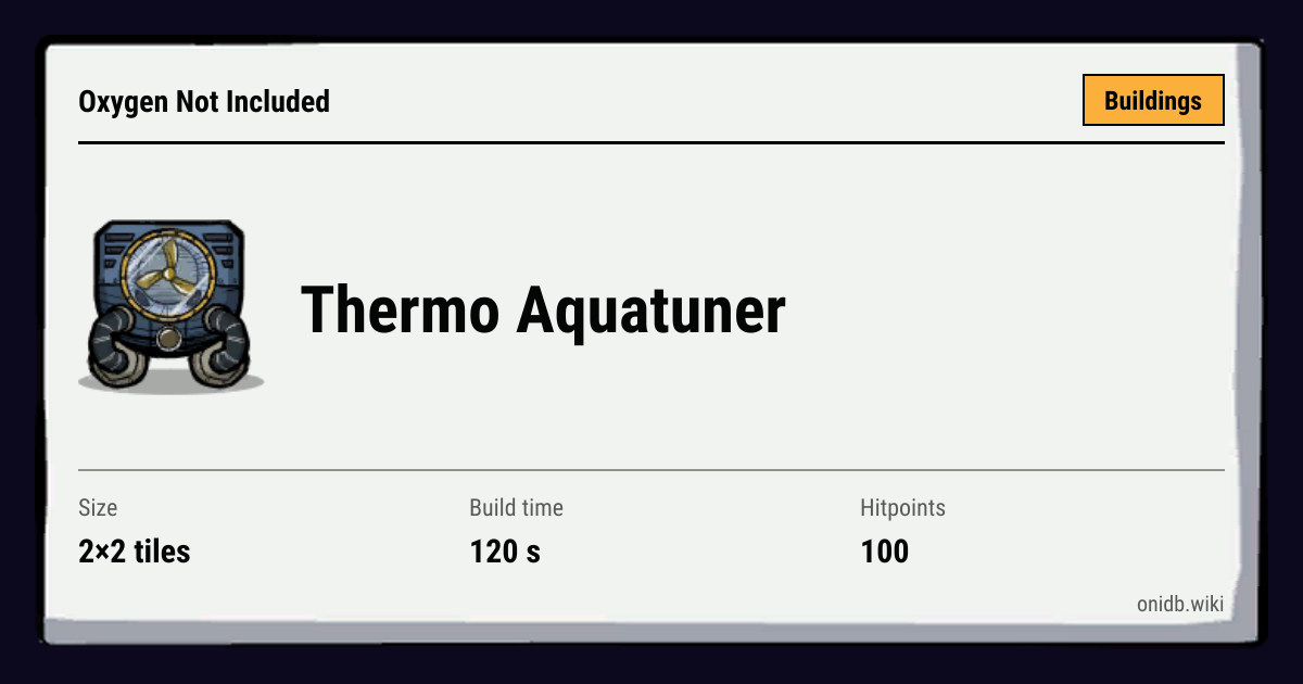 O2 Vent Support Thermo Aquatuner - Buildings | Oxygen Not Included